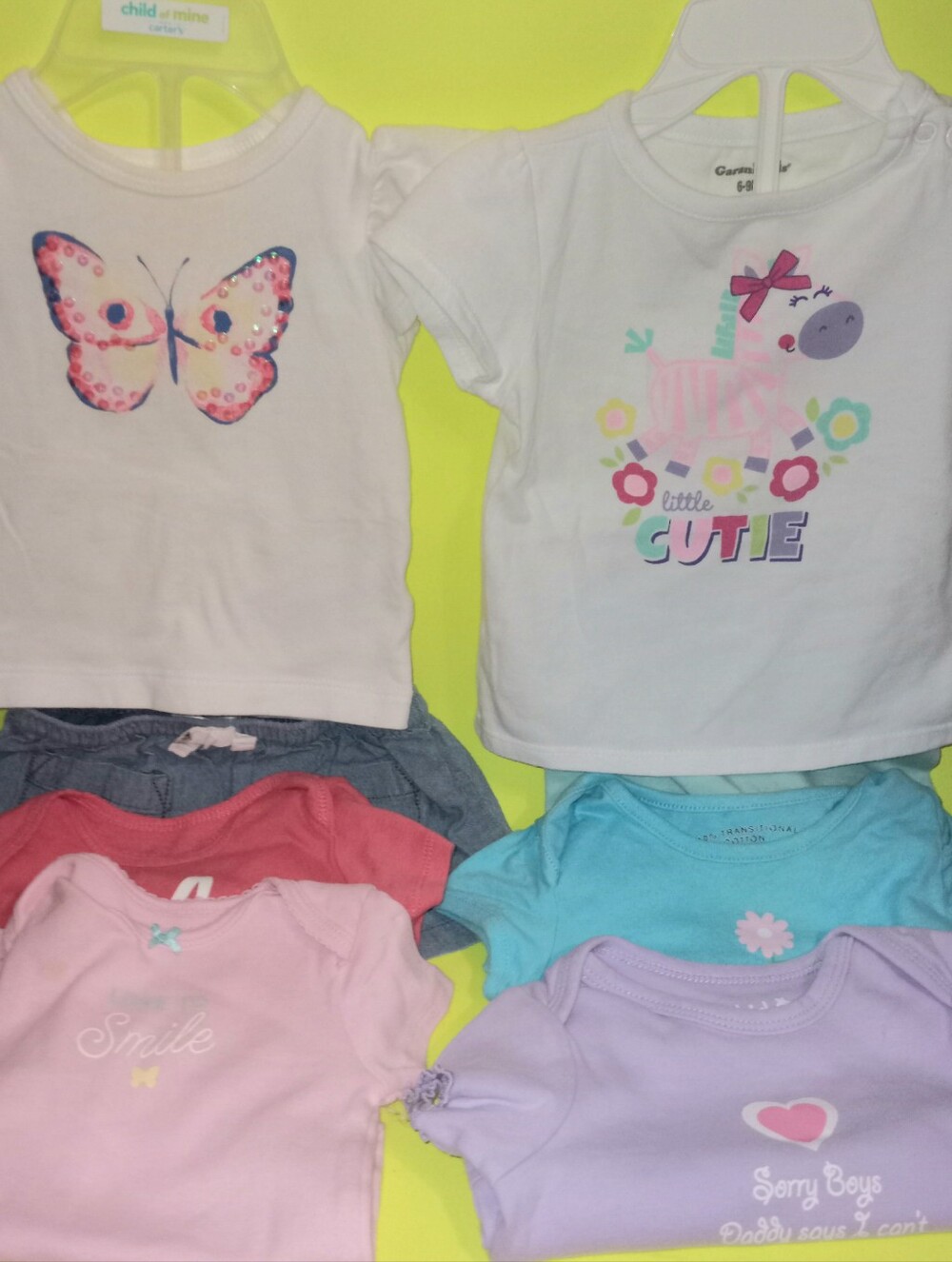Baby girl clothes bundle tops & onesies 6 & 9 months